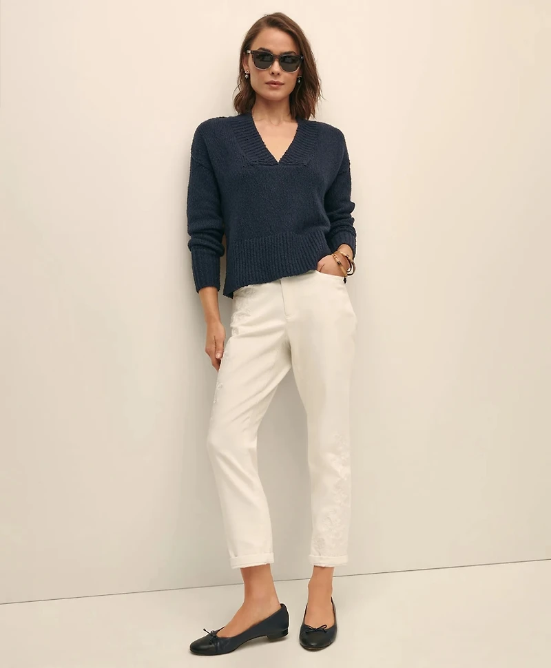 Relaxed Cotton V-Neck Sweater
