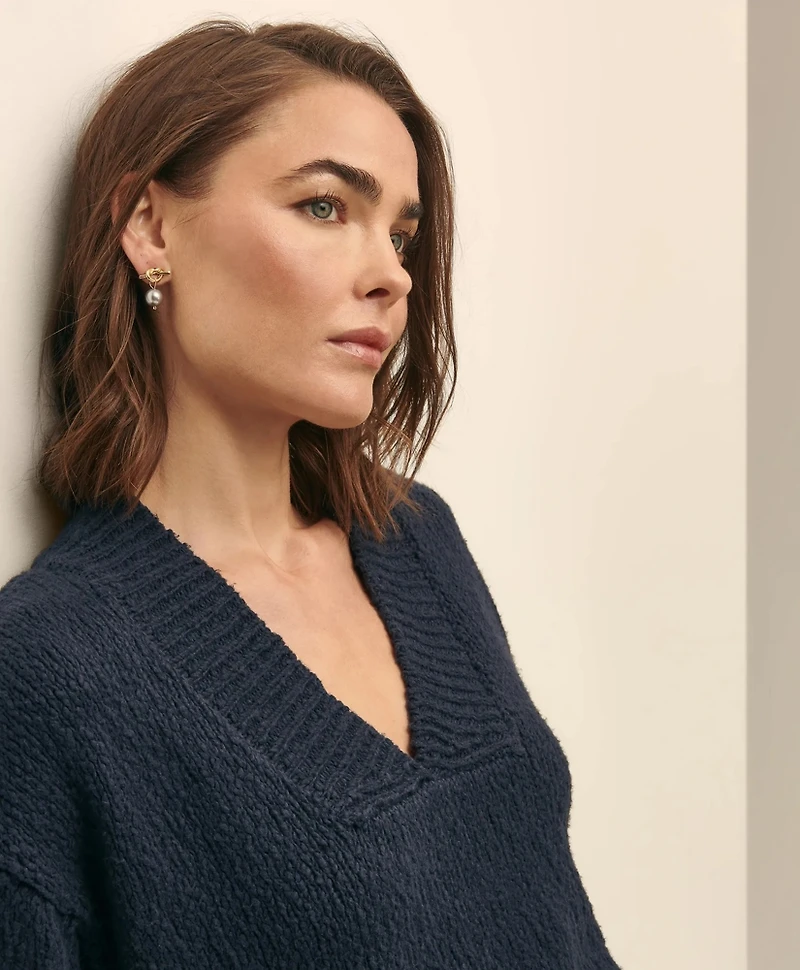 Relaxed Cotton V-Neck Sweater