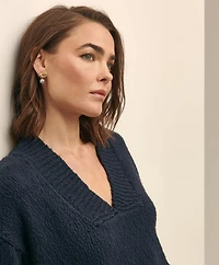 Relaxed Cotton V-Neck Sweater