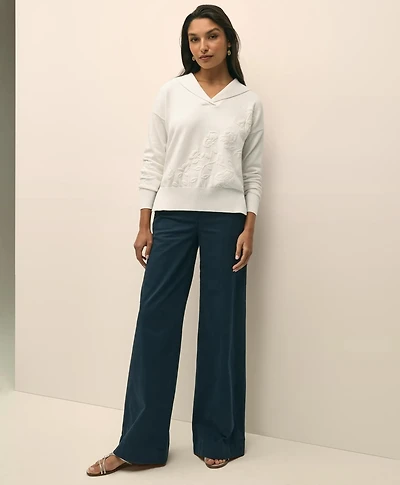 Supima<sup>®</sup> Cotton Shawl Collar Embroidered Sweater