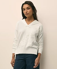 Supima<sup>®</sup> Cotton Shawl Collar Embroidered Sweater