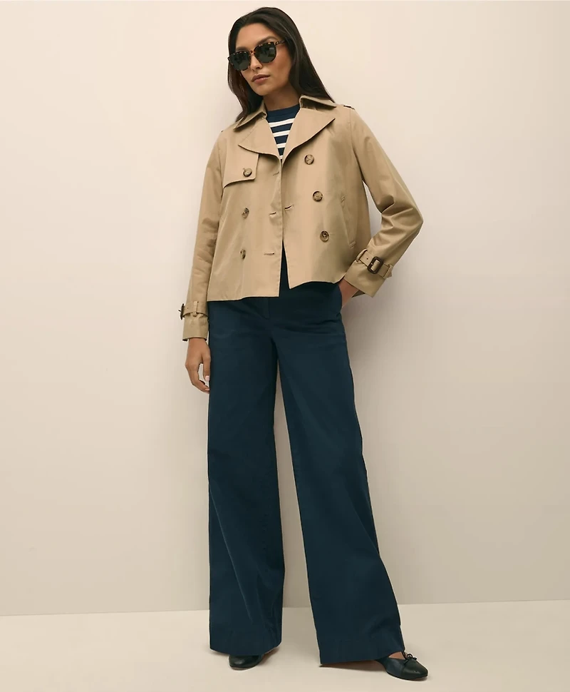 Striped Short-Sleeve Shell Sweater Supima<sup>®</sup> Cotton