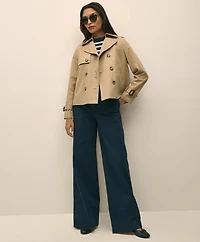 Striped Short-Sleeve Shell Sweater Supima<sup>®</sup> Cotton