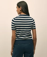Striped Short-Sleeve Shell Sweater Supima<sup>®</sup> Cotton