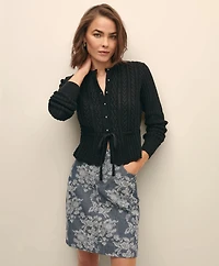 Mercerized Cotton Crochet Peplum Cardigan