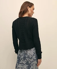 Mercerized Cotton Crochet Peplum Cardigan