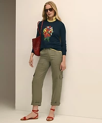 Poppy Embroidered Long-Sleeve Sweater Silk Blend