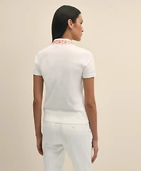 Mercerized Cotton Embellished Polo Sweater