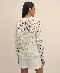 Cotton Openwork Hand Crocheted Sweater