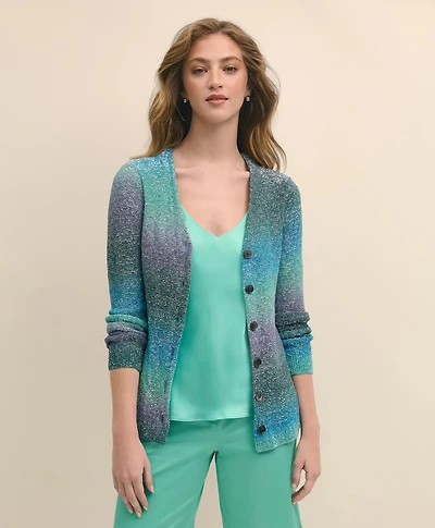 Ombre Sequin Embellished V-Neck Cardigan