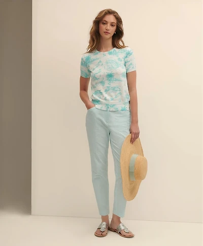 Cotton Bermuda Toile Short-Sleeve Shell Sweater