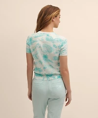 Cotton Bermuda Toile Short-Sleeve Shell Sweater