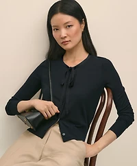 Silk-Blend Bow-Neck Cardigan