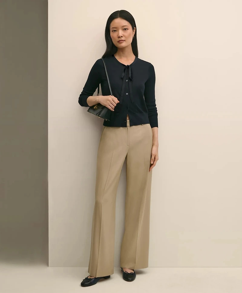 Silk-Blend Bow-Neck Cardigan