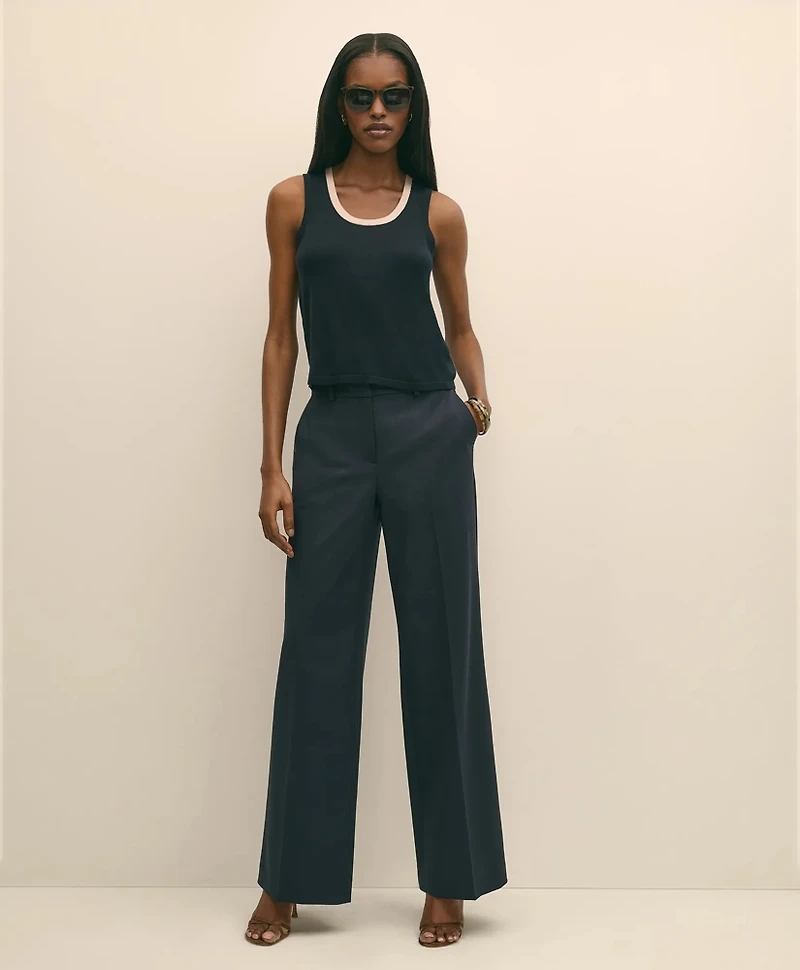 Silk-Blend Tipped Sleeveless Sweater Shell