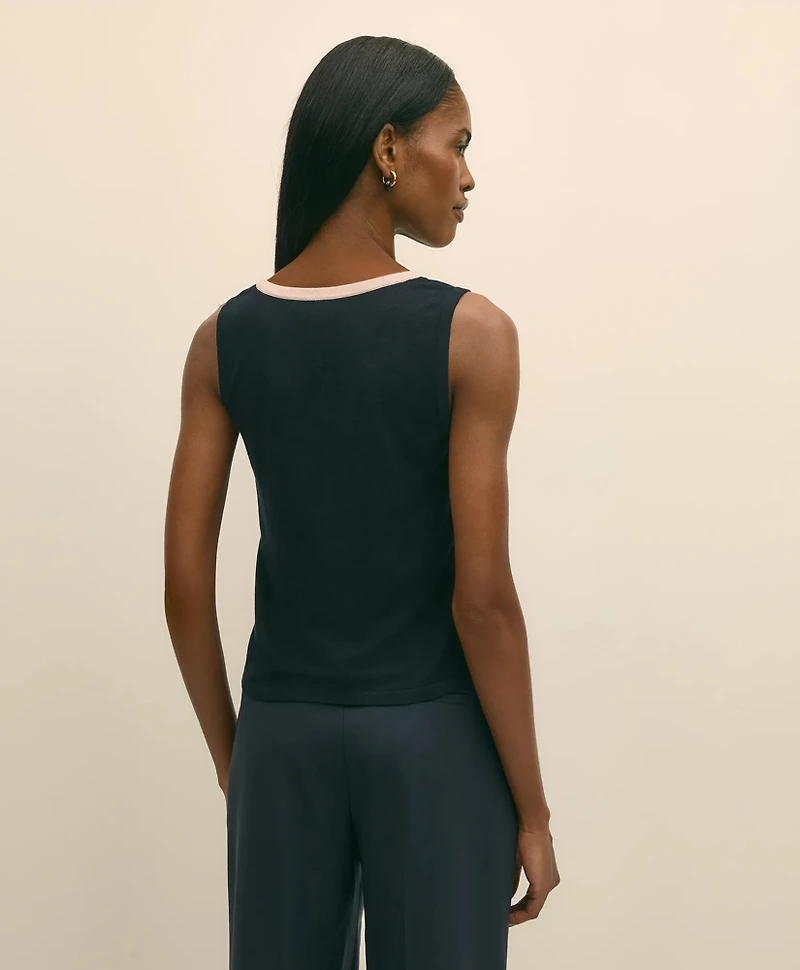 Silk-Blend Tipped Sleeveless Sweater Shell