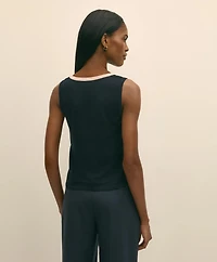 Silk-Blend Tipped Sleeveless Sweater Shell