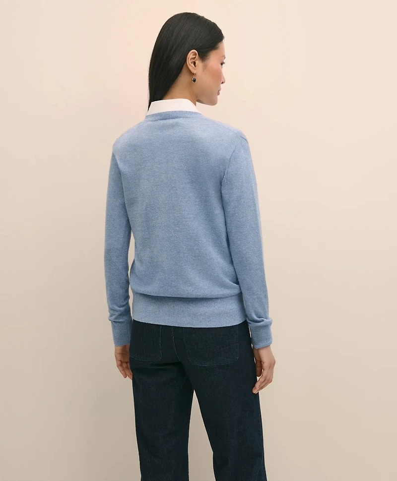 Silk V-Neck Marled Knit Relaxed Sweater