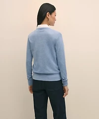 Silk V-Neck Marled Knit Relaxed Sweater