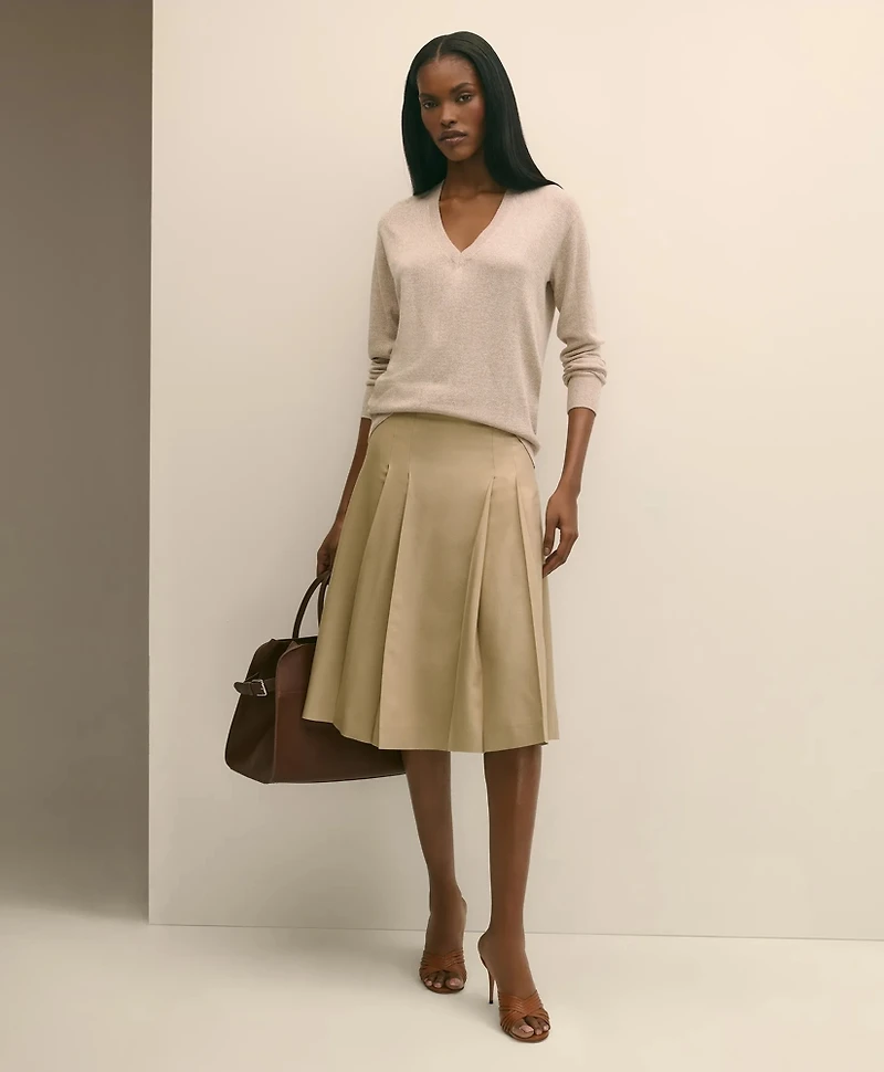 Silk V-Neck Marled Knit Relaxed Sweater