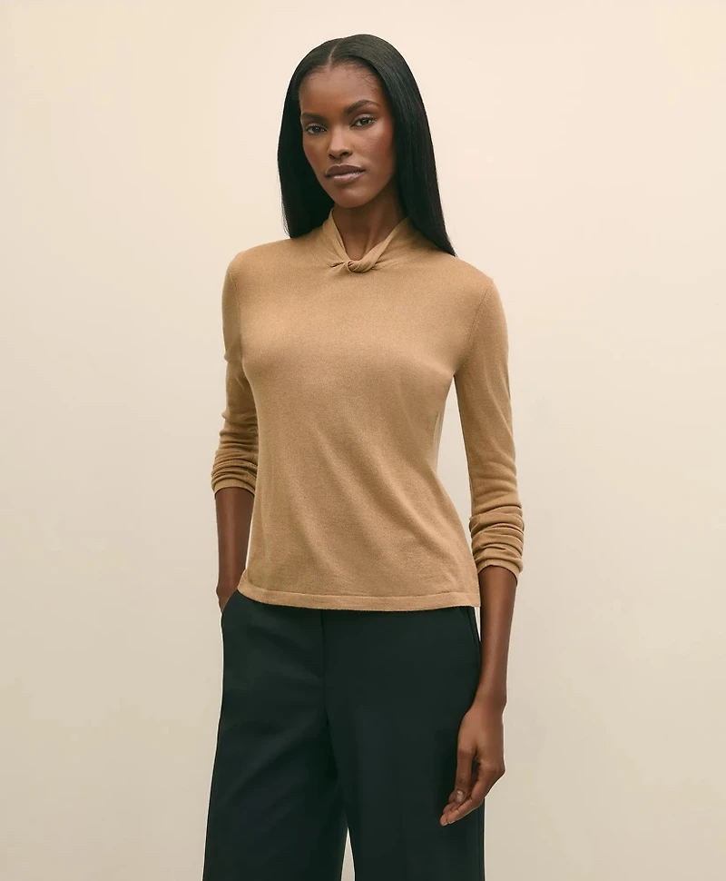 Silk Cashmere Twist Neck Sweater
