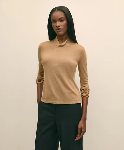 Silk Cashmere Twist Neck Sweater