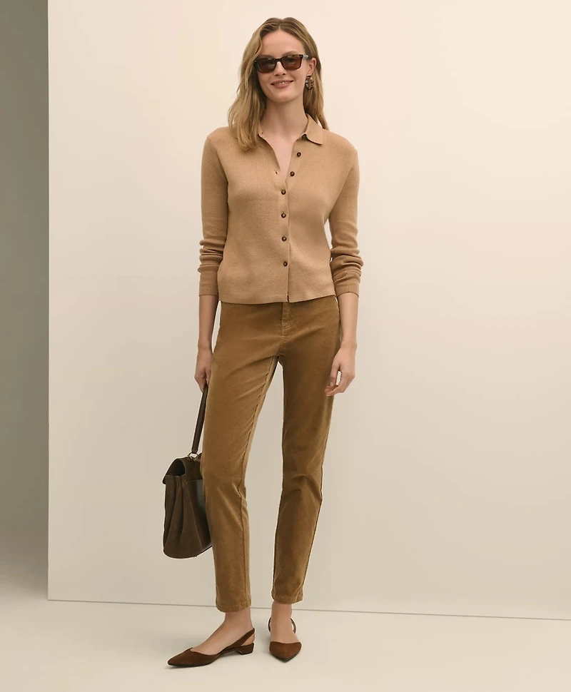 Mercerized Cotton Polo Cardigan
