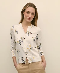 Cotton Cardigan Bird Print
