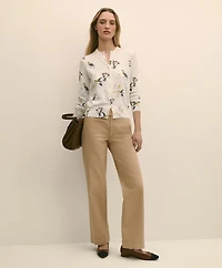 Cotton Cardigan Bird Print