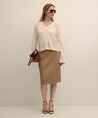Alpaca-Wool Blend Pointelle Bell-Sleeve Sweater