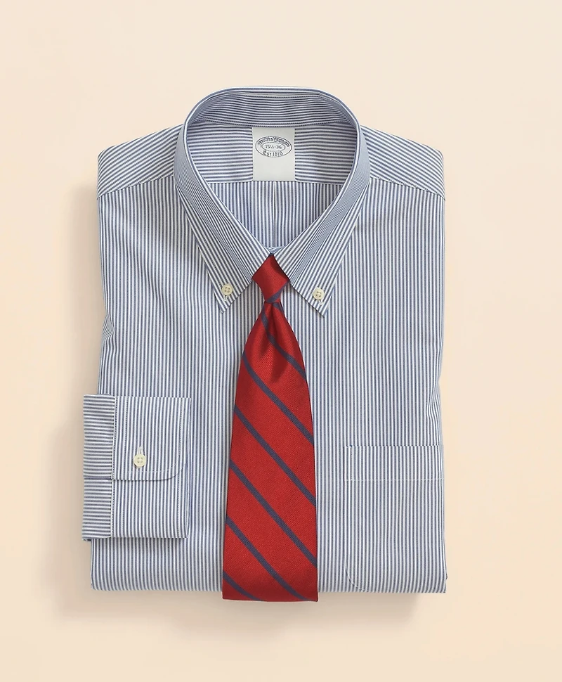 Big & Tall Stretch Supima<sup>®</sup> Cotton Non-Iron Pinpoint Oxford Button-Down Collar, Candy Stripe Dress Shirt