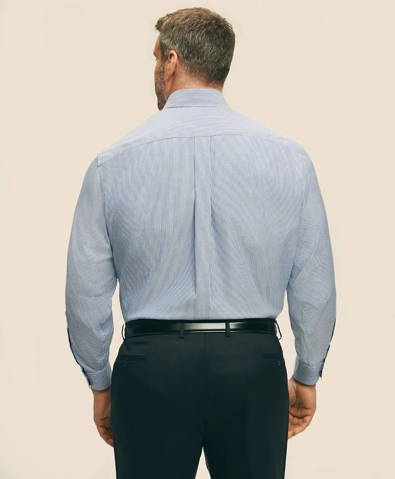 Big & Tall Stretch Supima<sup>®</sup> Cotton Non-Iron Pinpoint Oxford Button-Down Collar, Candy Stripe Dress Shirt