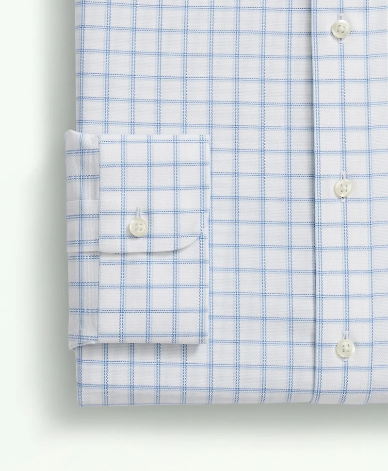 Big & Tall Stretch Supima<sup>®</sup> Cotton Non-Iron Royal Oxford English Collar, Windowpane Dress Shirt