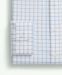 Big & Tall Stretch Supima<sup>®</sup> Cotton Non-Iron Royal Oxford English Collar, Windowpane Dress Shirt