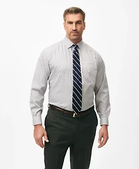 Big & Tall Stretch Supima<sup>®</sup> Cotton Non-Iron Pinpoint Oxford Ainsley Collar, Ticking  Check Dress Shirt
