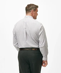 Big & Tall Stretch Supima<sup>®</sup> Cotton Non-Iron Pinpoint Oxford Ainsley Collar, Ticking  Check Dress Shirt
