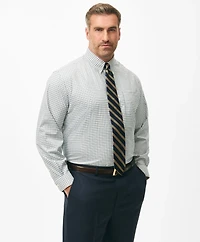 Big & Tall Stretch Supima<sup>®</sup> Cotton Non-Iron Twill Polo Button Down Collar, Multi-Check Dress Shirt