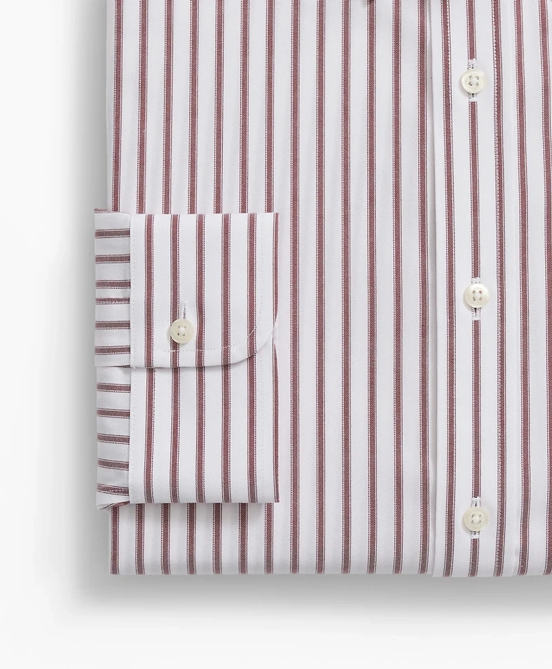 Big & Tall Stretch Supima<sup>®</sup> Cotton Non-Iron Pinpoint Oxford Polo Button Down Collar, Ticking Stripe Dress Shirt