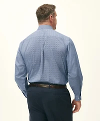 Big & Tall Stretch Supima<sup>®</sup> Cotton Non-Iron Pinpoint Oxford Polo Button Down Collar, Glen Check Dress Shirt