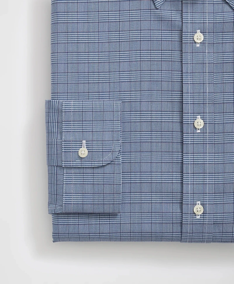 Big & Tall Stretch Supima<sup>®</sup> Cotton Non-Iron Pinpoint Oxford Polo Button Down Collar, Glen Check Dress Shirt
