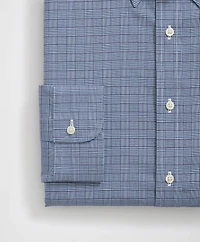 Big & Tall Stretch Supima<sup>®</sup> Cotton Non-Iron Pinpoint Oxford Polo Button Down Collar, Glen Check Dress Shirt