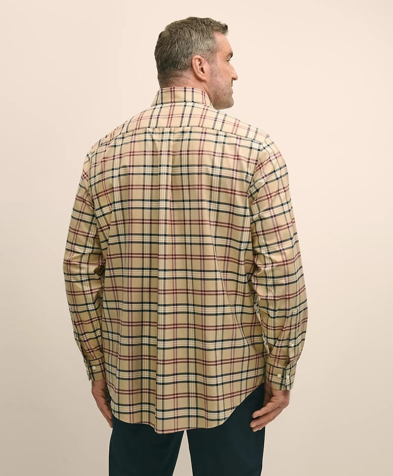 Big & Tall Stretch Supima<sup>®</sup> Cotton Non-Iron Twill Polo Button-Down Collar Tartan Shirt