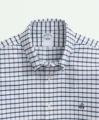 Big & Tall Stretch Non-Iron Oxford Polo Button Down Collar, Windowpane Shirt