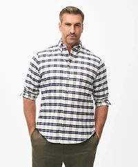 Big & Tall Stretch Cotton Non-Iron Oxford Polo Button Down Collar, Bold Check Shirt