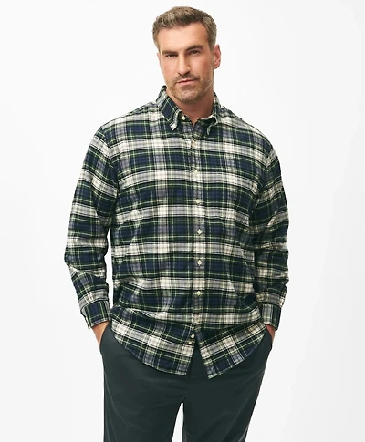 Big & Tall Portuguese Flannel Polo Button Down Collar, Tartan Shirt