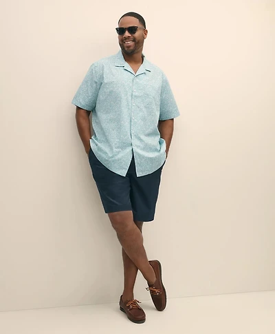 Big & Tall Linen Short Sleeve Camp Collar Shirt Leaf Print