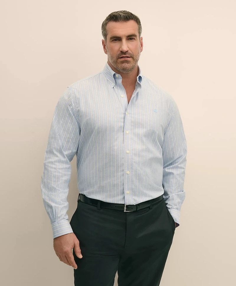 Big & Tall Stretch Cotton Non-Iron Oxford Polo Button Down Collar