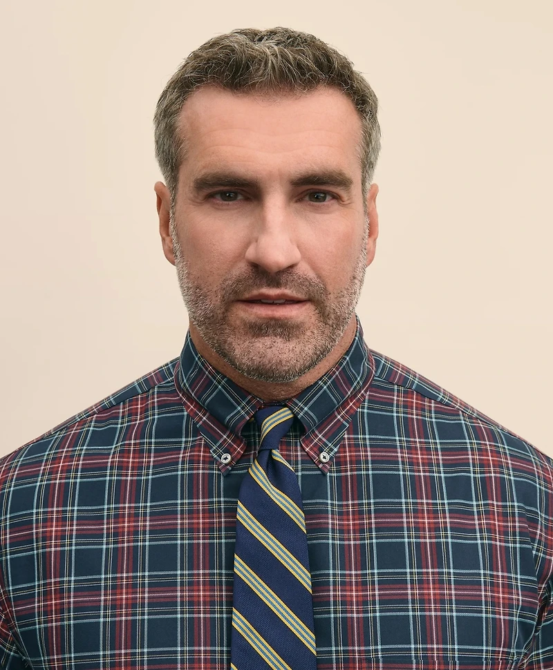 Big & Tall Stretch Cotton Non-Iron Twill Polo Button Down Collar