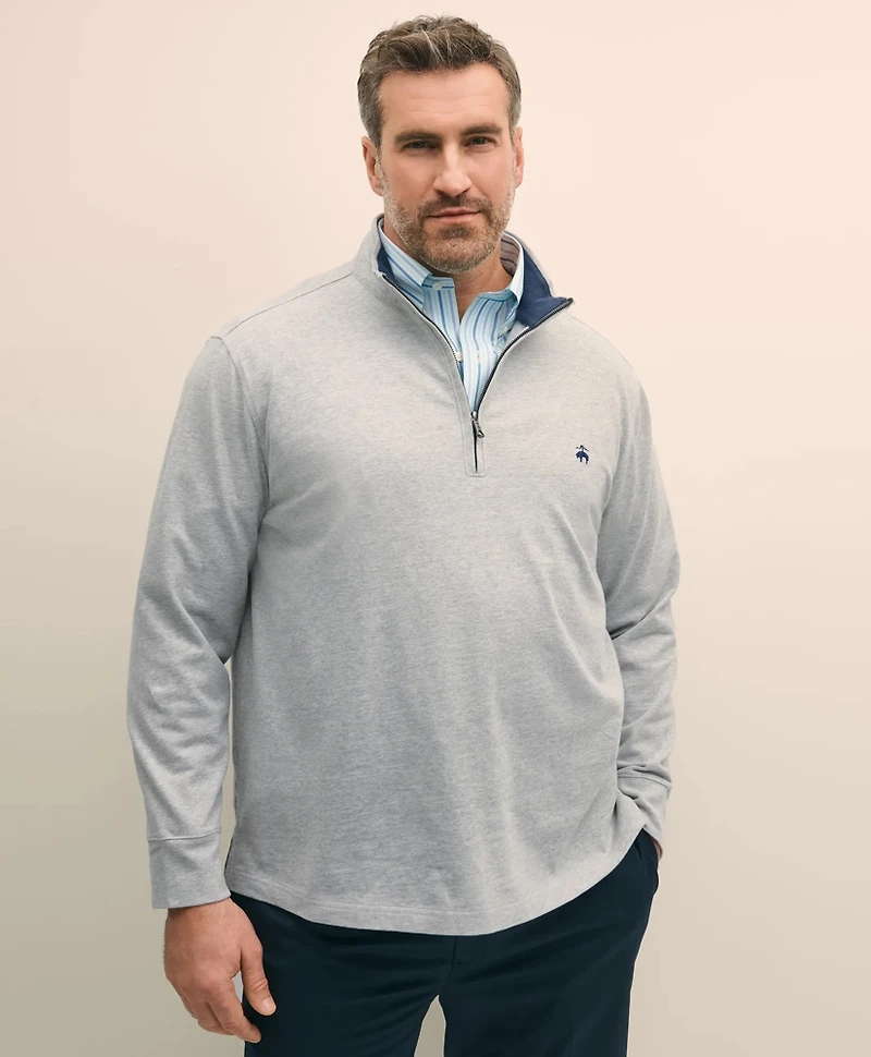 Big & Tall Cotton Sueded Jersey Half-Zip