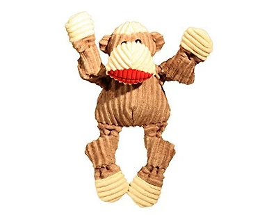 HuggleHounds - Dog Toy - Plush Corduroy Durable Sock Monkey Knottie